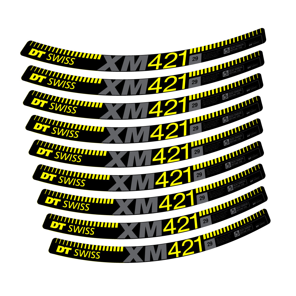 Vinyl decals for DT Swiss XM 421 2017-2026 Rims - Lemon Yellow