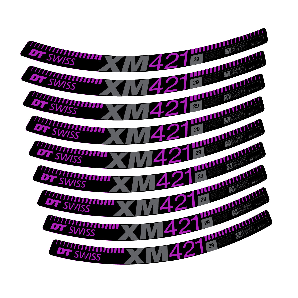 Vinyl decals for DT Swiss XM 421 2017-2026 Rims - Violet Pink