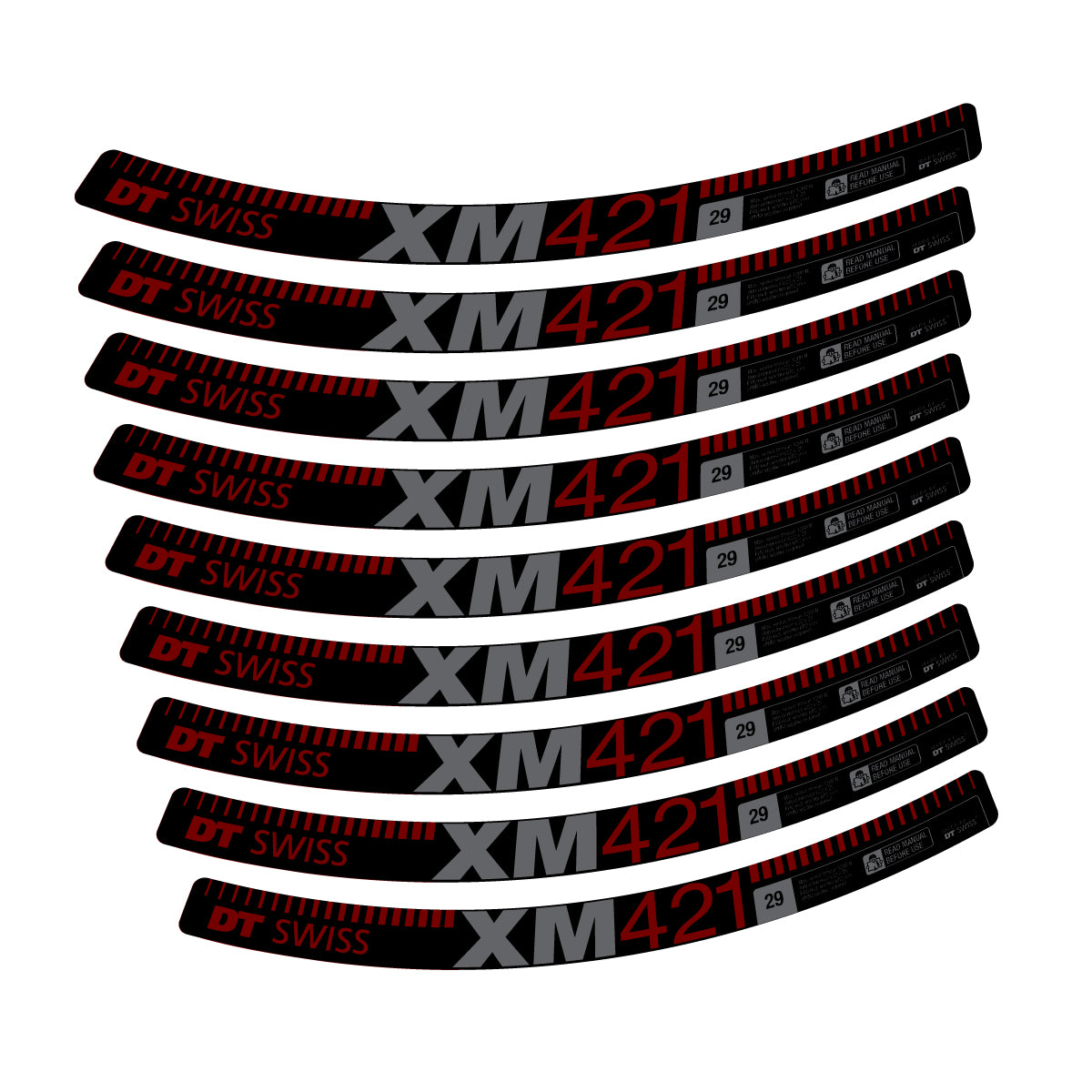 Vinyl decals for DT Swiss XM 421 2017-2026 Rims - Very Dark Red
