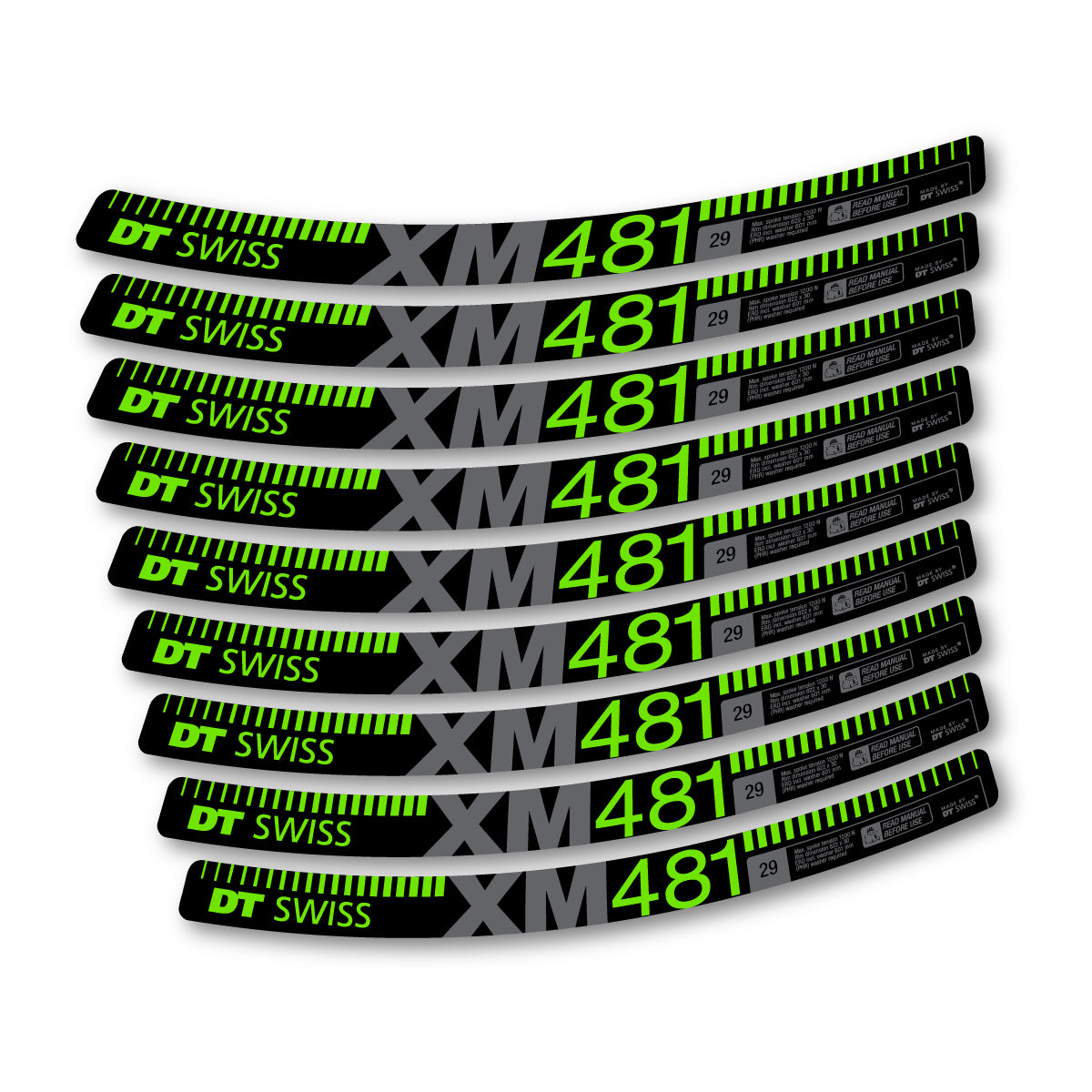 Vinyl decals for DT Swiss XM 481 2017-2026 Rims - Apple Green
