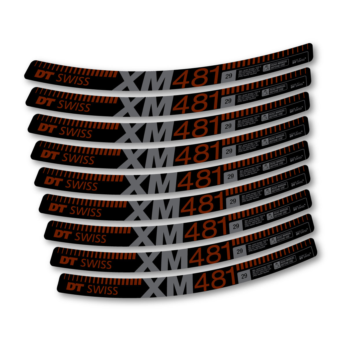 Vinyl decals for DT Swiss XM 481 2017-2026 Rims - Brown