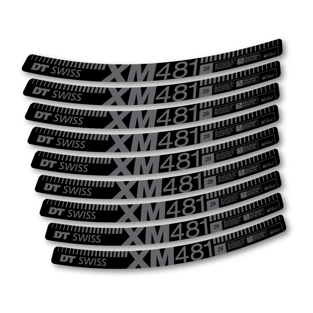 Vinyl decals for DT Swiss XM 481 2017-2026 Rims - Medium Grey