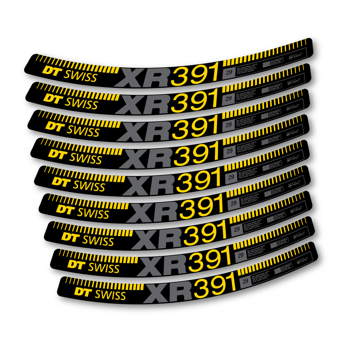 Vinyl decals for DT Swiss XR 391 2017-2026 Rims - Banana Yellow