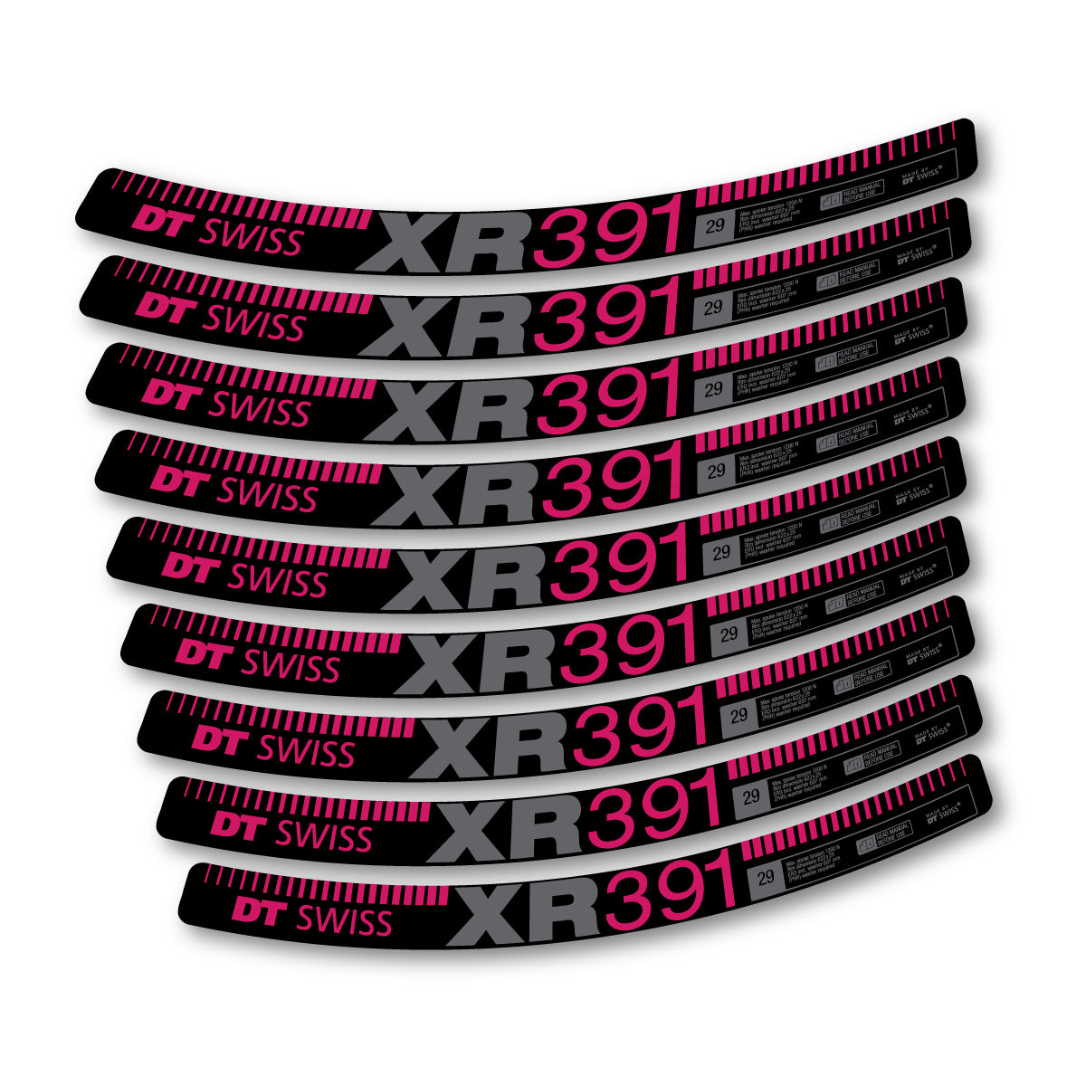 Vinyl decals for DT Swiss XR 391 2017-2026 Rims - Dark Pink