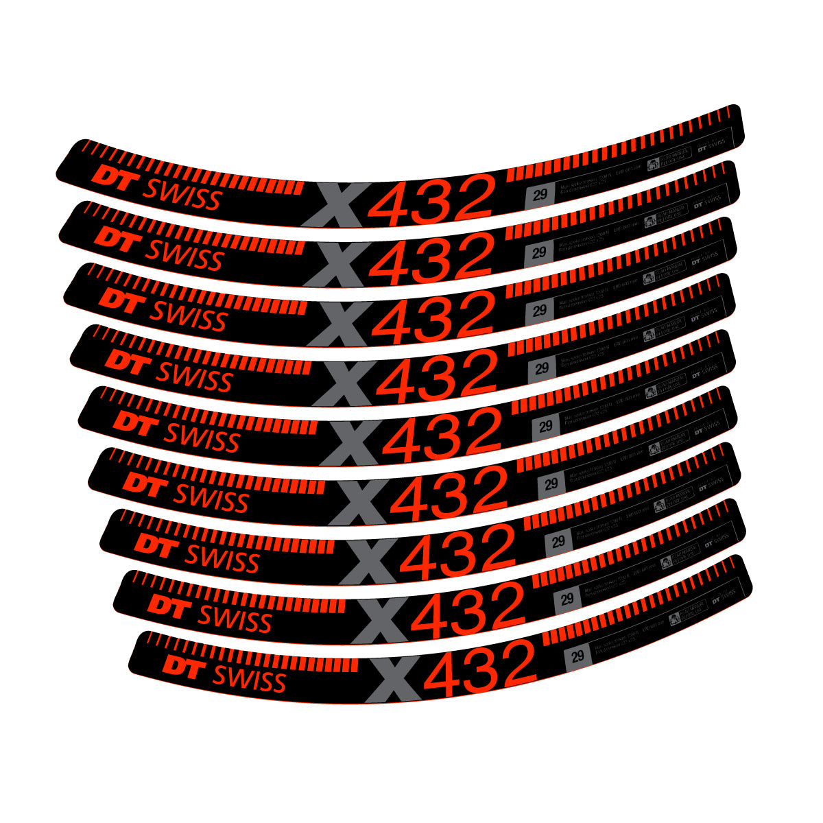 Vinyl decals for DT Swiss X 432 2017-2026 Rims - Neon Red