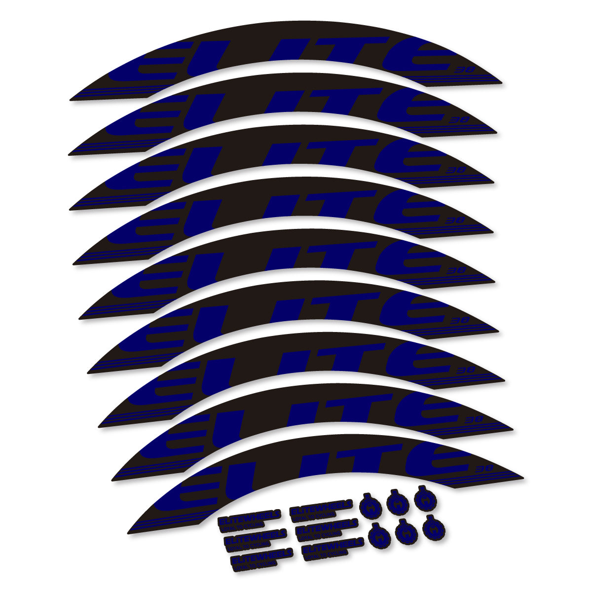 Stickers for Elite 38, Road Wheel 38 mm vinyl decals - Scandinavian Blue