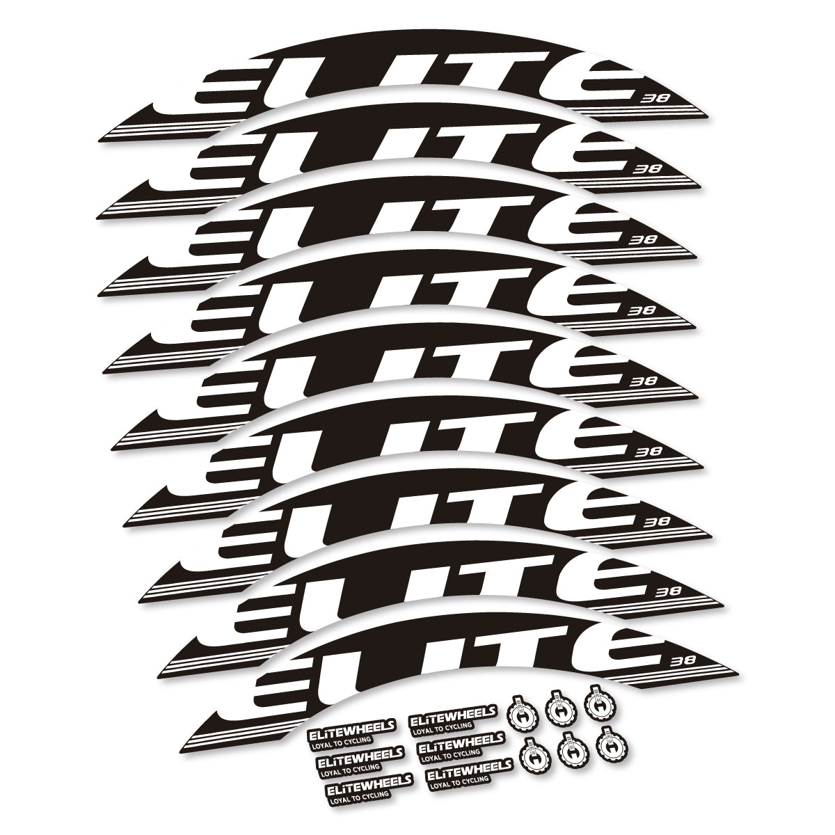 Stickers for Elite 38, Road Wheel 38 mm vinyl decals - White