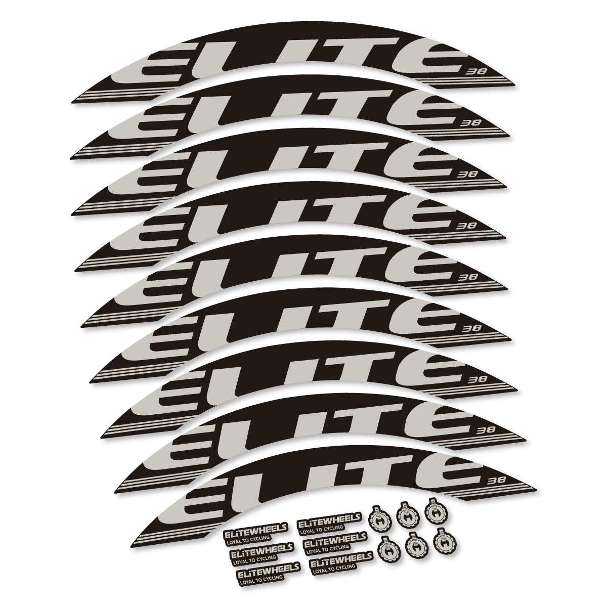Stickers for Elite 38, Road Wheel 38 mm vinyl decals - Light Grey