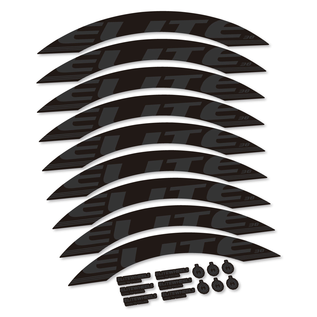 Stickers for Elite 38, Road Wheel 38 mm vinyl decals - Very Dark Grey