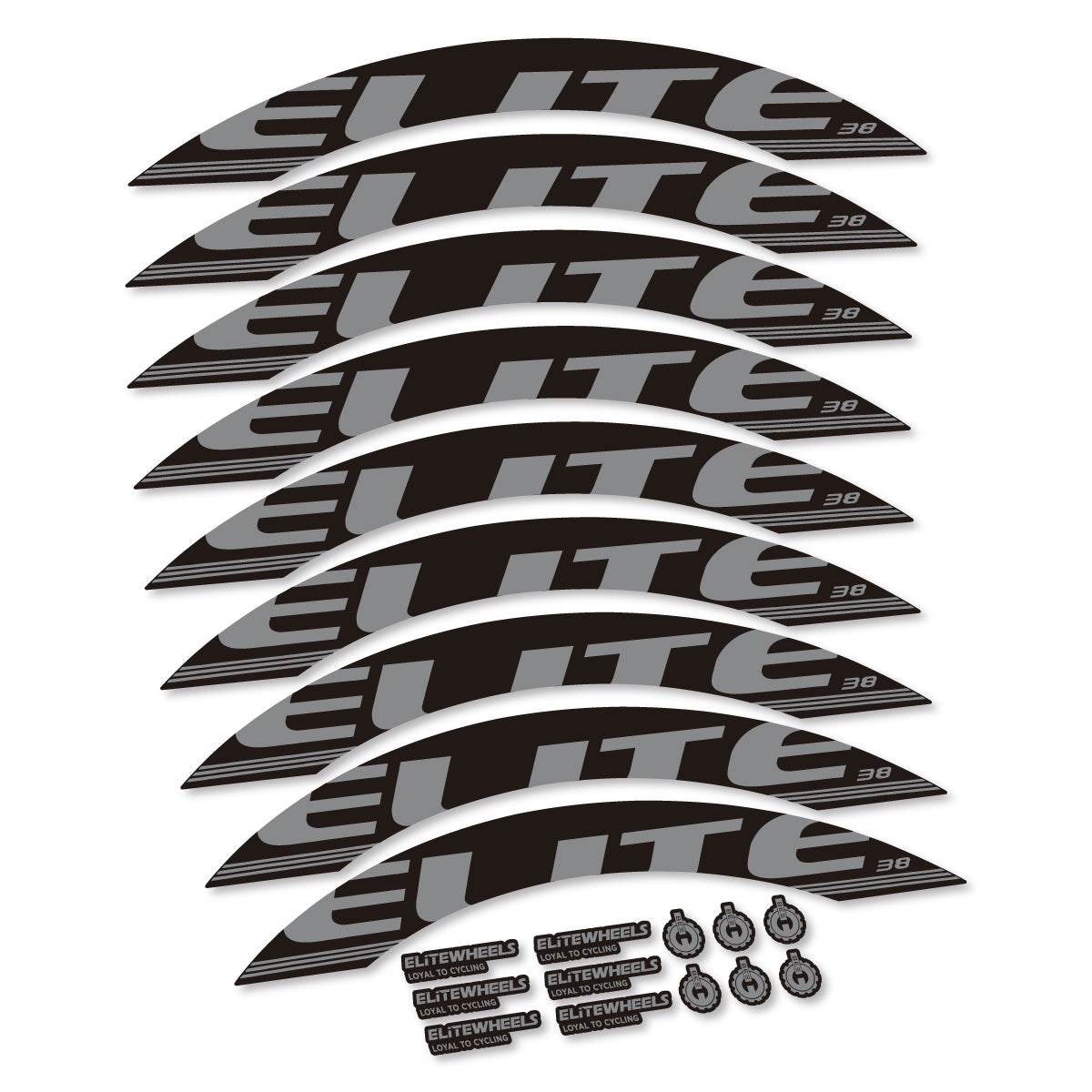 Stickers for Elite 38, Road Wheel 38 mm vinyl decals - Traffic Grey