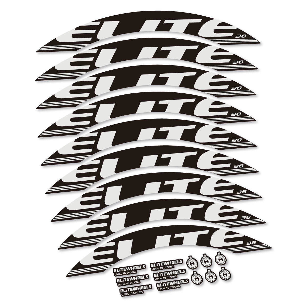 Stickers for Elite 38, Road Wheel 38 mm vinyl decals - Pearl Grey