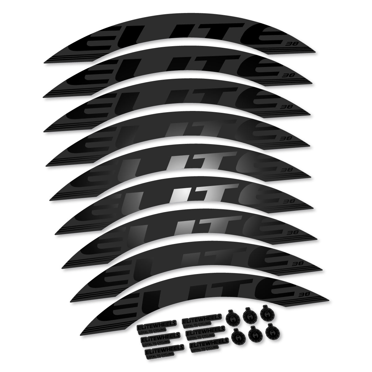 Stickers for Elite 38, Road Wheel 38 mm vinyl decals - Black