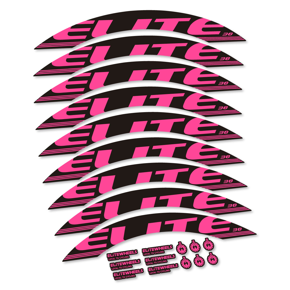 Stickers for Elite 38, Road Wheel 38 mm vinyl decals - Bubblegum Pink