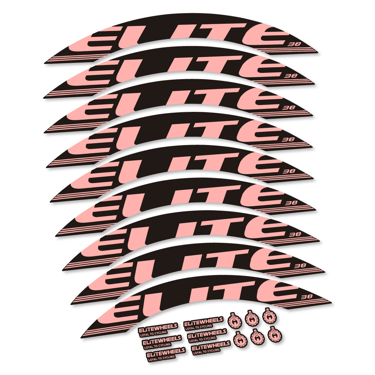 Stickers for Elite 38, Road Wheel 38 mm vinyl decals - Salmon Pink