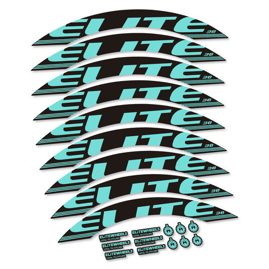 Stickers for Elite 38, Road Wheel 38 mm vinyl decals - Blue Green