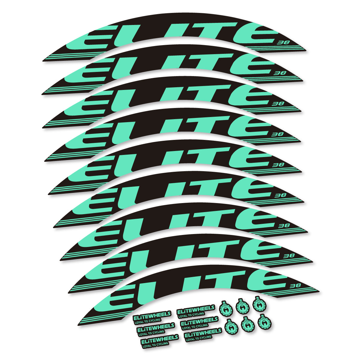 Stickers for Elite 38, Road Wheel 38 mm vinyl decals - Mint