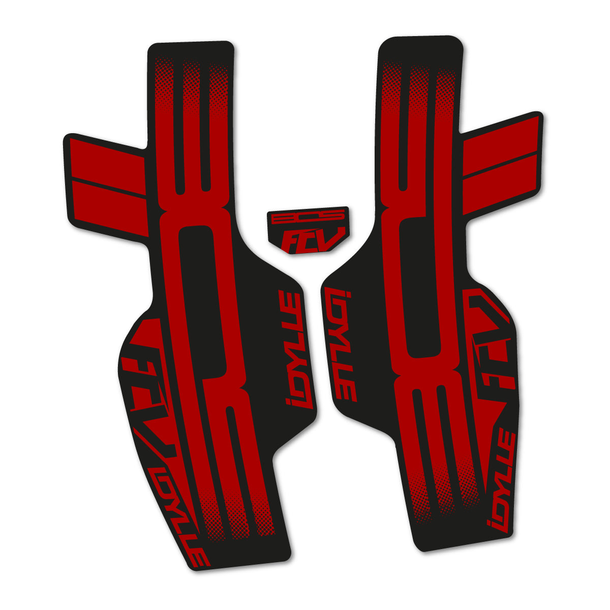 Compatible Stickers for BOS Idylle Rare FCV 2017, Fork vinyl decals - Dark Red