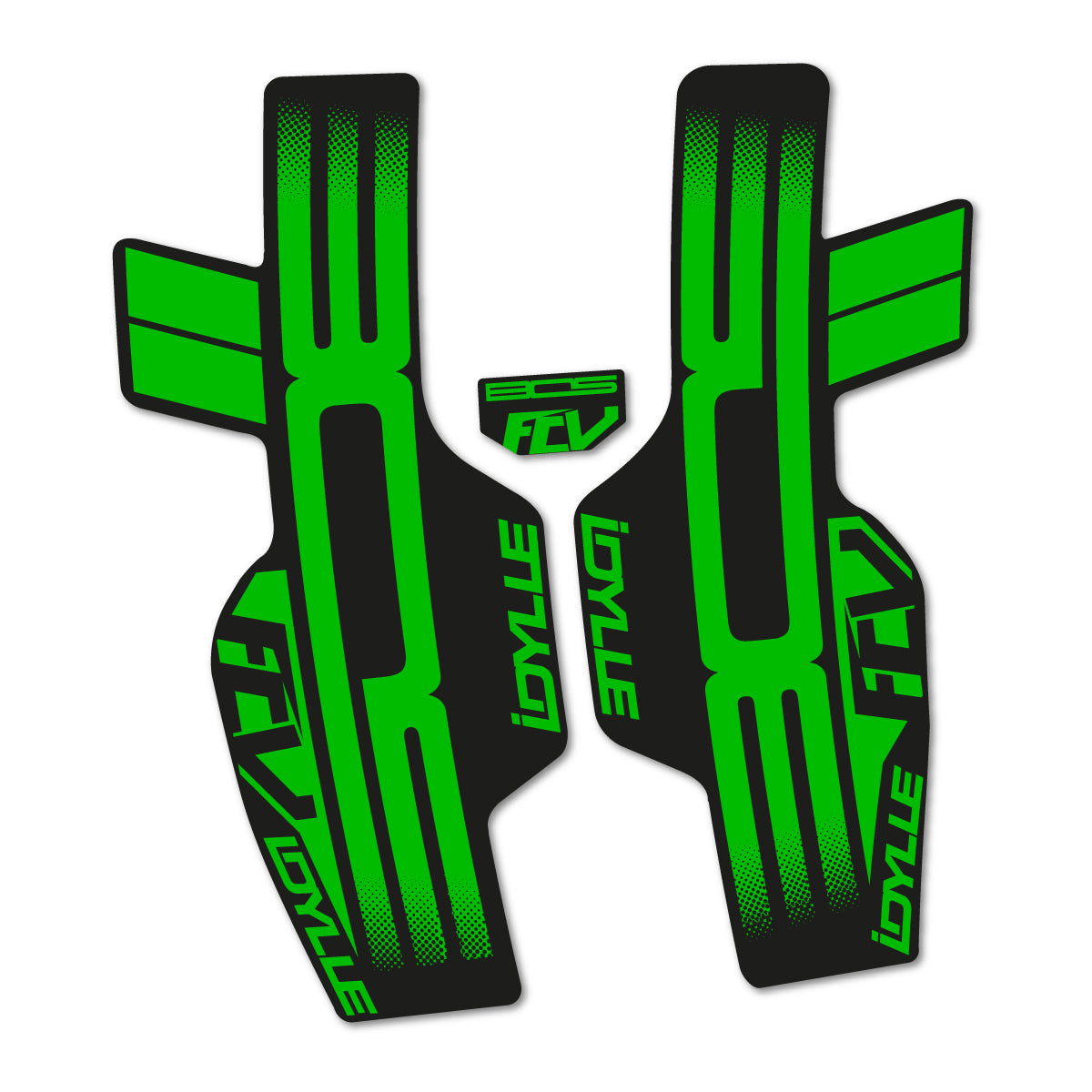 Compatible Stickers for BOS Idylle Rare FCV 2017, Fork vinyl decals - Grass Green