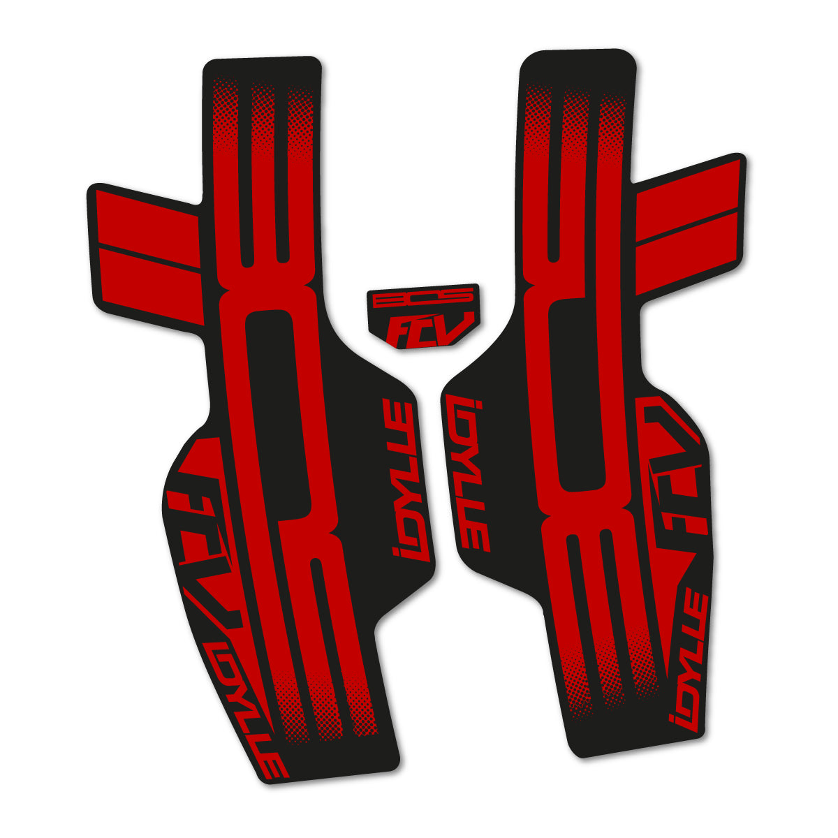 Compatible Stickers for BOS Idylle Rare FCV 2017, Fork vinyl decals - Medium Red