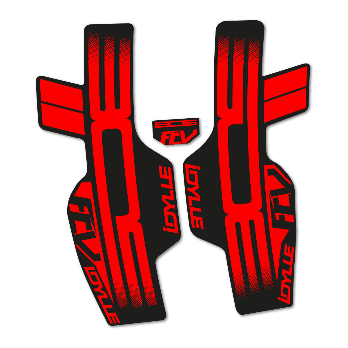 Compatible Stickers for BOS Idylle Rare FCV 2017, Fork vinyl decals - Orange Red