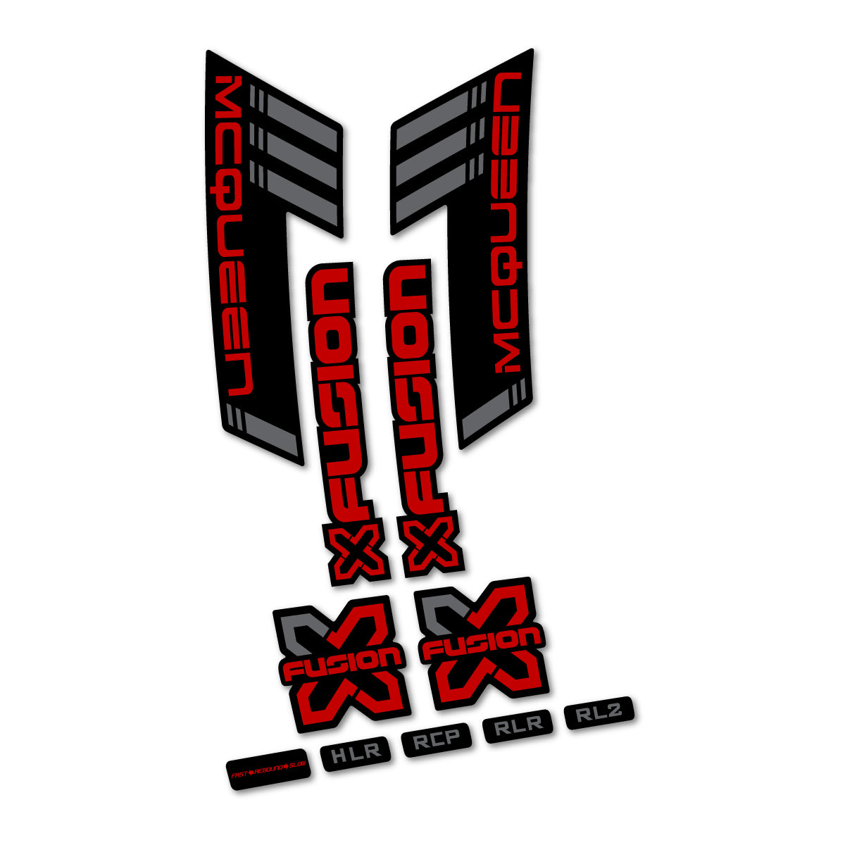 Compatible Stickers for Xfusion McQueen Boost White v2 2016-2017, Fork vinyl decals - Medium Red