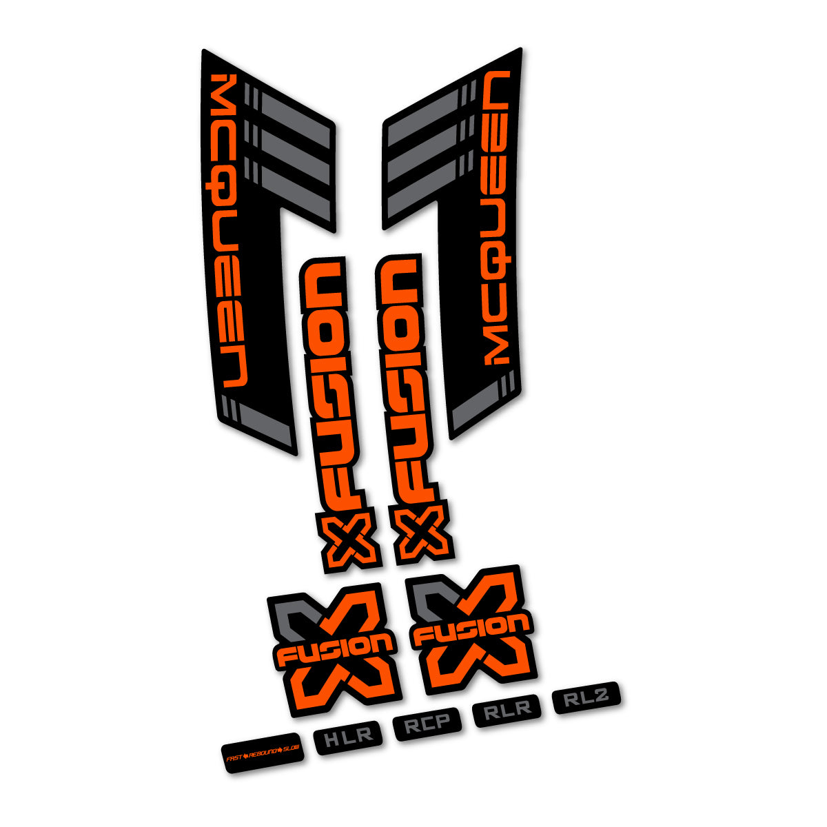 Compatible Stickers for Xfusion McQueen Boost White v2 2016-2017, Fork vinyl decals - Orange