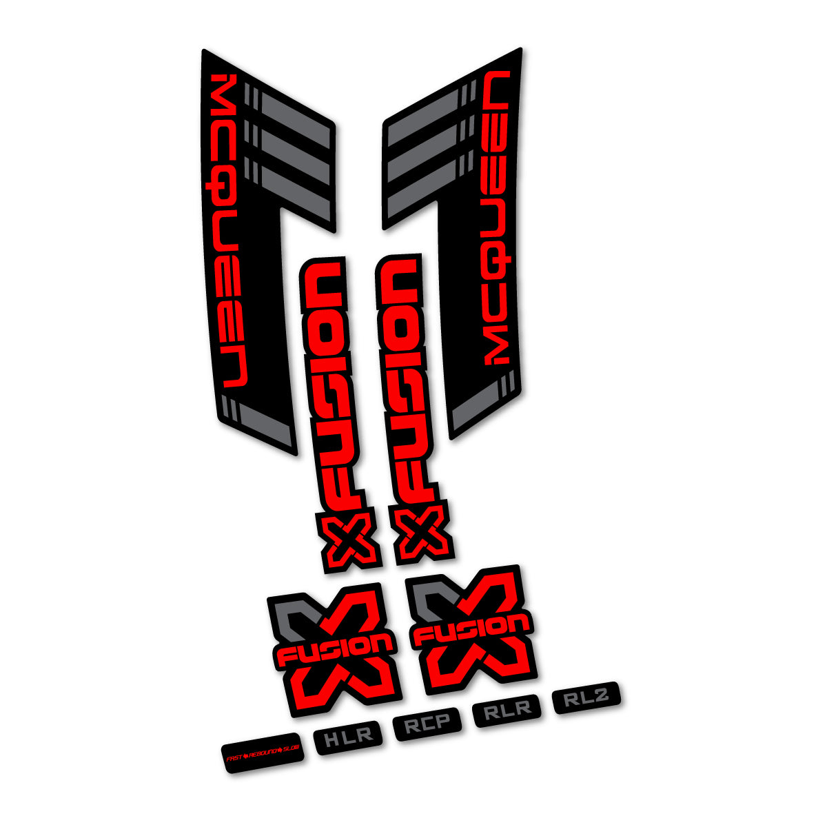 Compatible Stickers for Xfusion McQueen Boost White v2 2016-2017, Fork vinyl decals - Orange Red