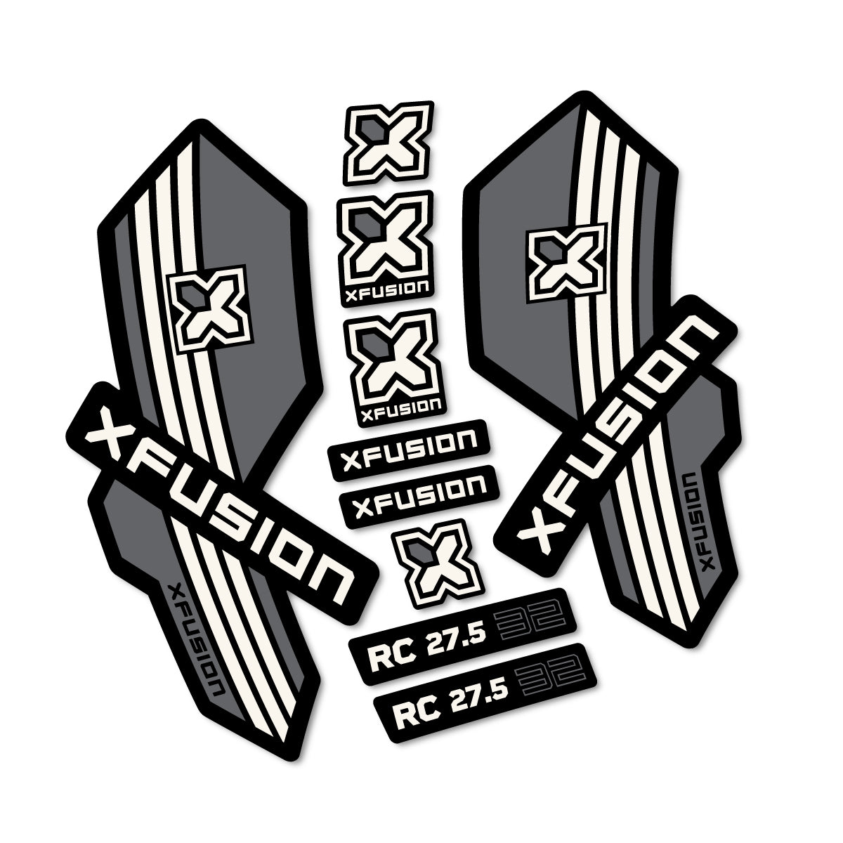 Compatible Stickers for Xfusion RC32 27.5 2026, Fork vinyl decals - Bone White