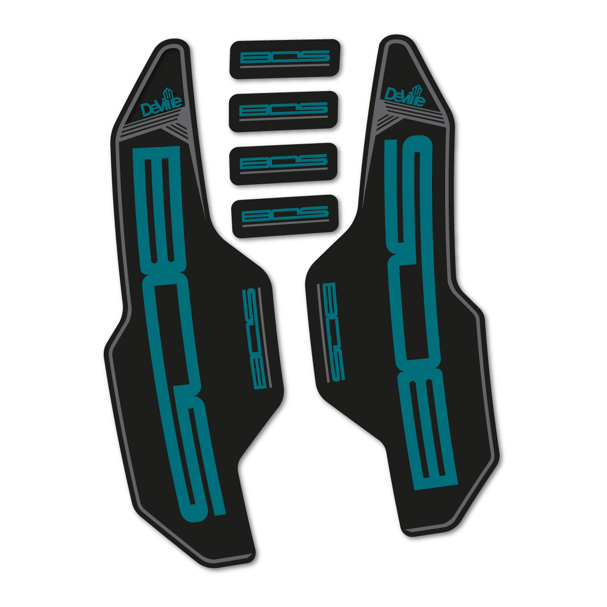 Compatible Stickers for Bos Deville 2017, Fork vinyl decals - Dark Turquoise