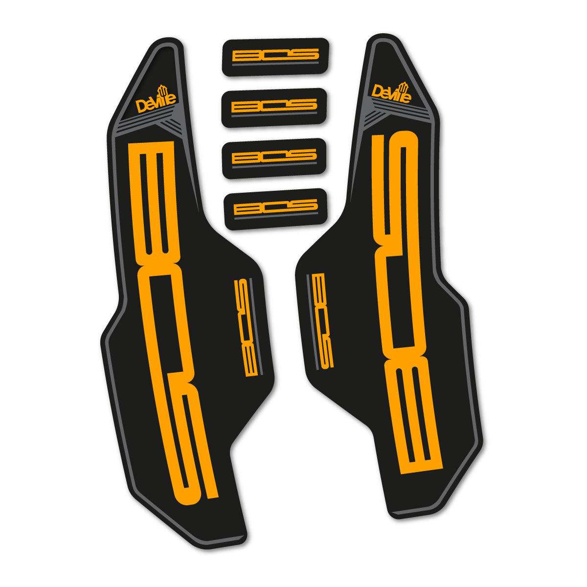 Compatible Stickers for Bos Deville 2017, Fork vinyl decals - Orange Yellow