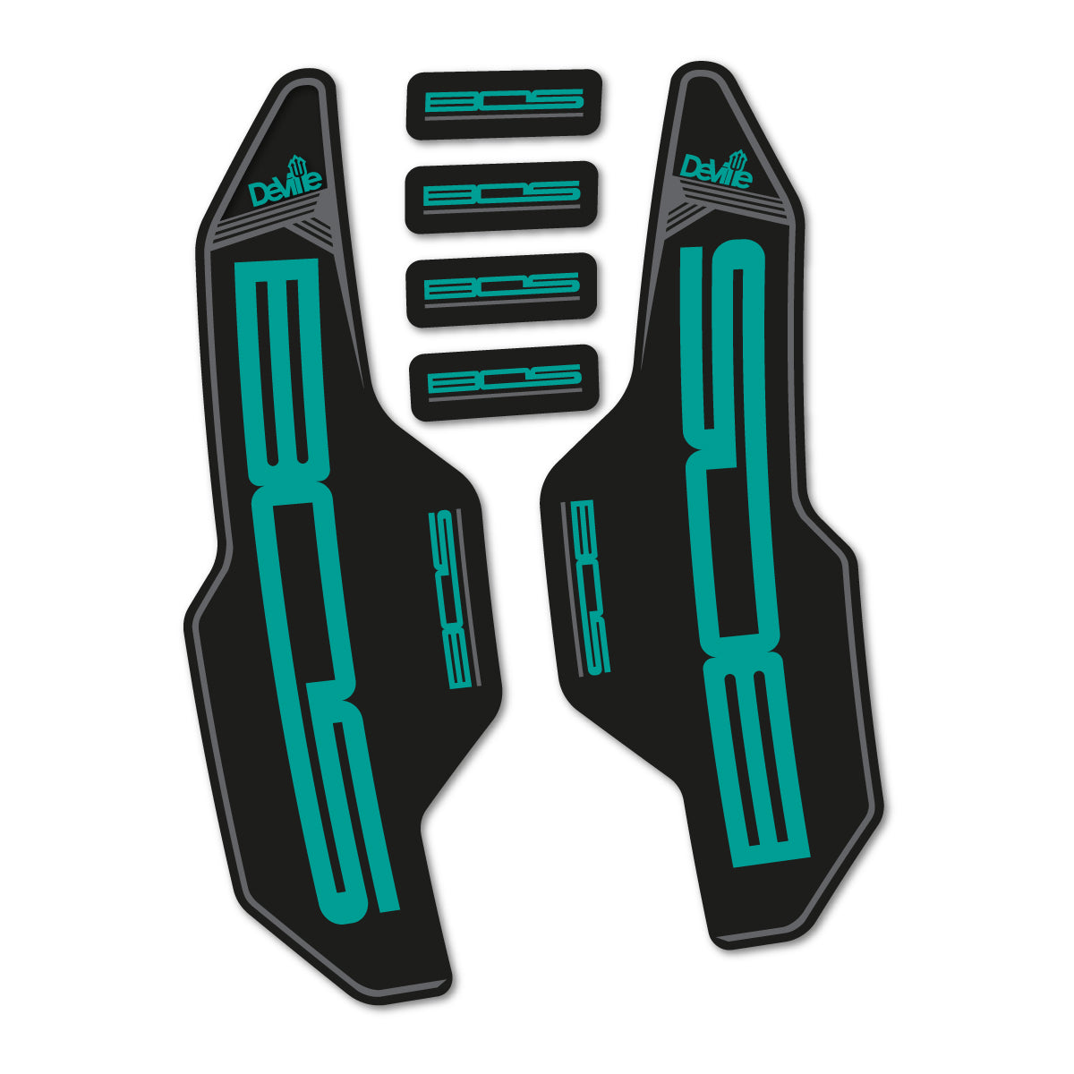 Compatible Stickers for Bos Deville 2017, Fork vinyl decals - Petrol Turquoise