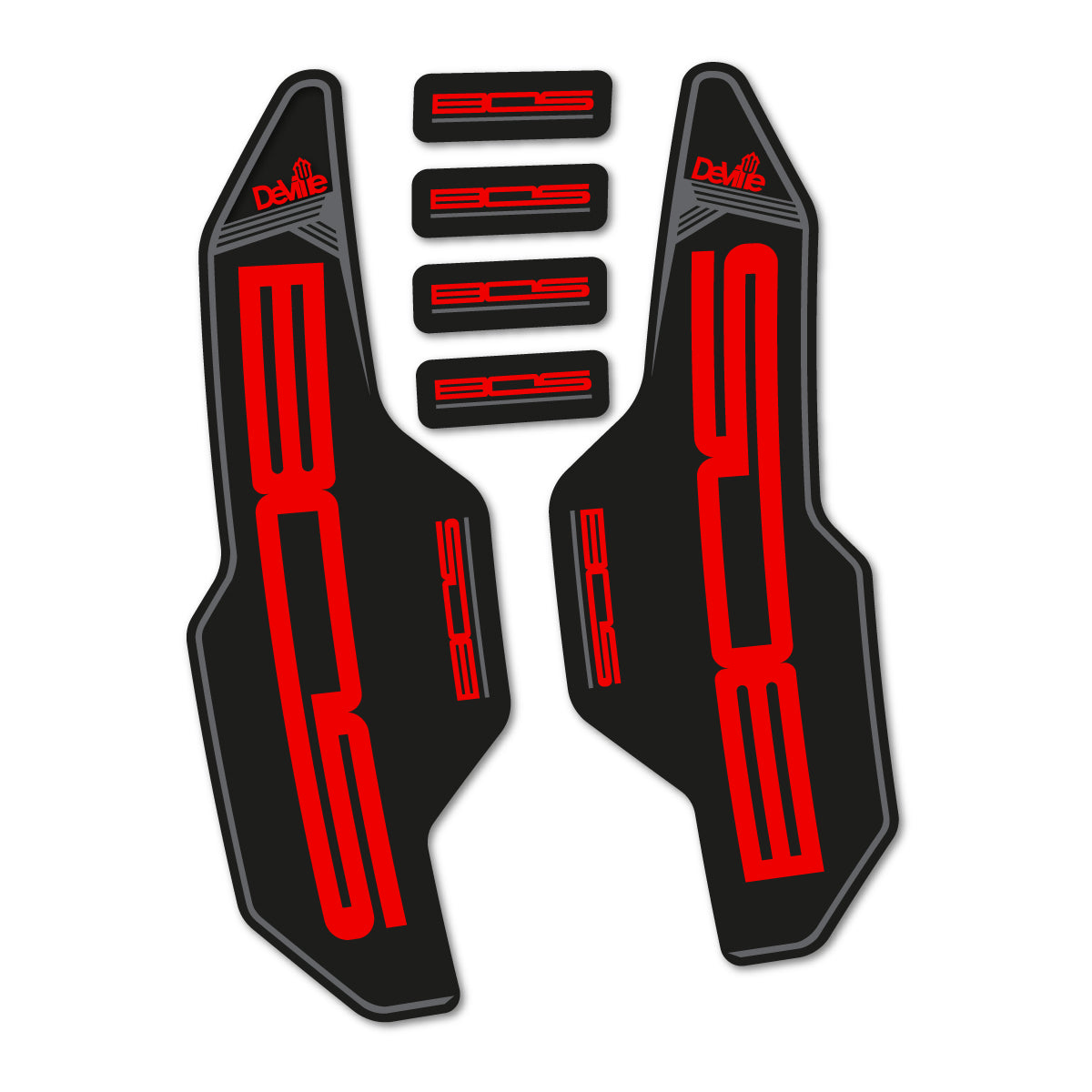 Compatible Stickers for Bos Deville 2017, Fork vinyl decals - Red