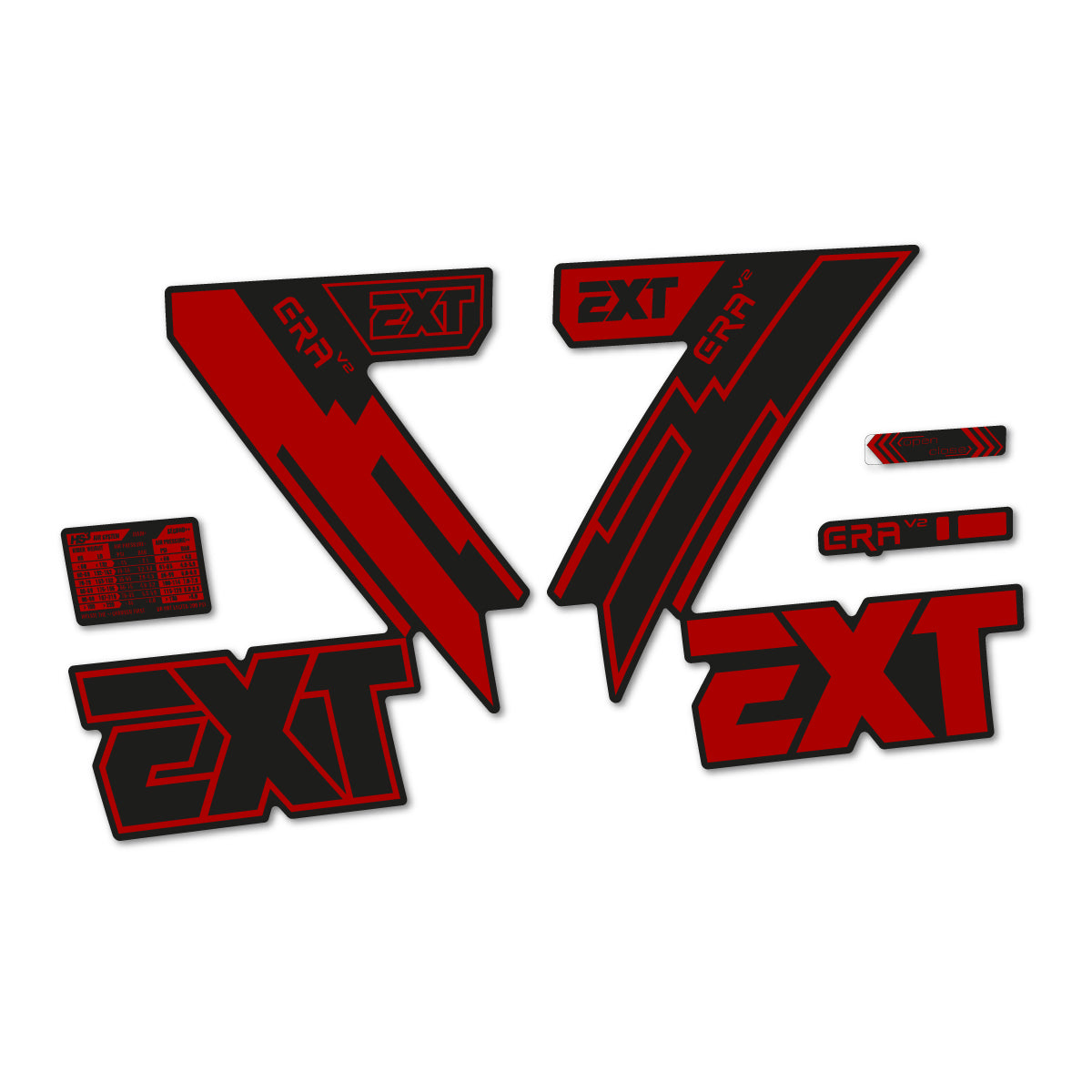 Compatible Stickers for EXT Era V2 2020, Fork vinyl decals - Dark Red