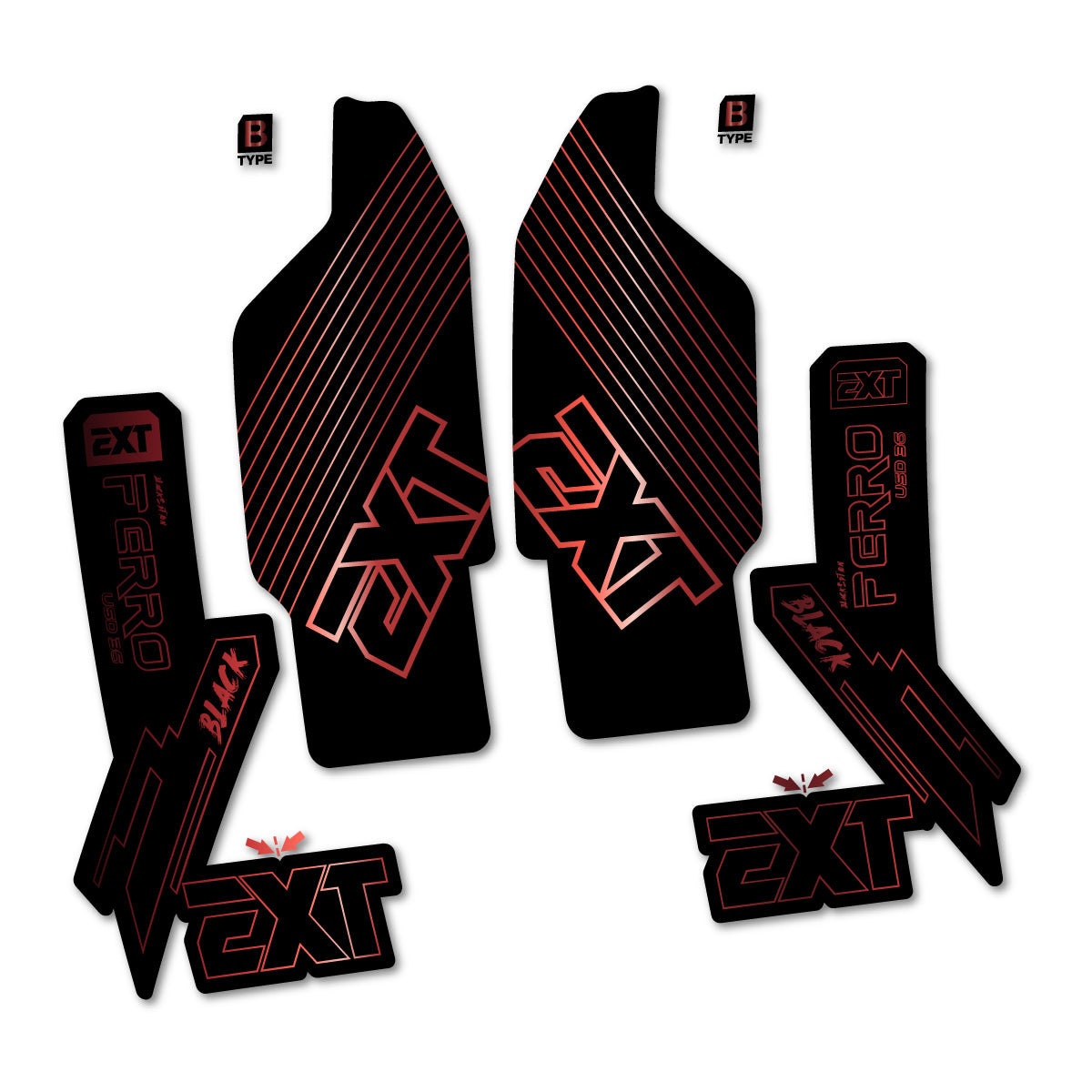 Compatible Stickers for EXT Ferro USD 36 Black Edition 2025-2026, Fork vinyl decals - Copper