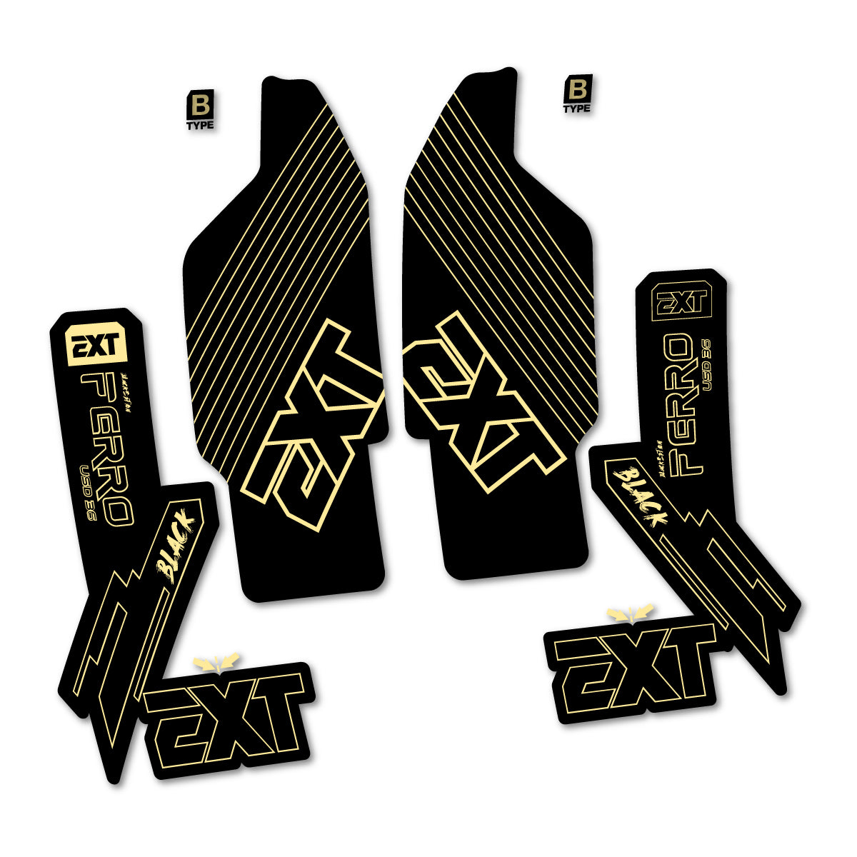 Compatible Stickers for EXT Ferro USD 36 Black Edition 2025-2026, Fork vinyl decals - Cream