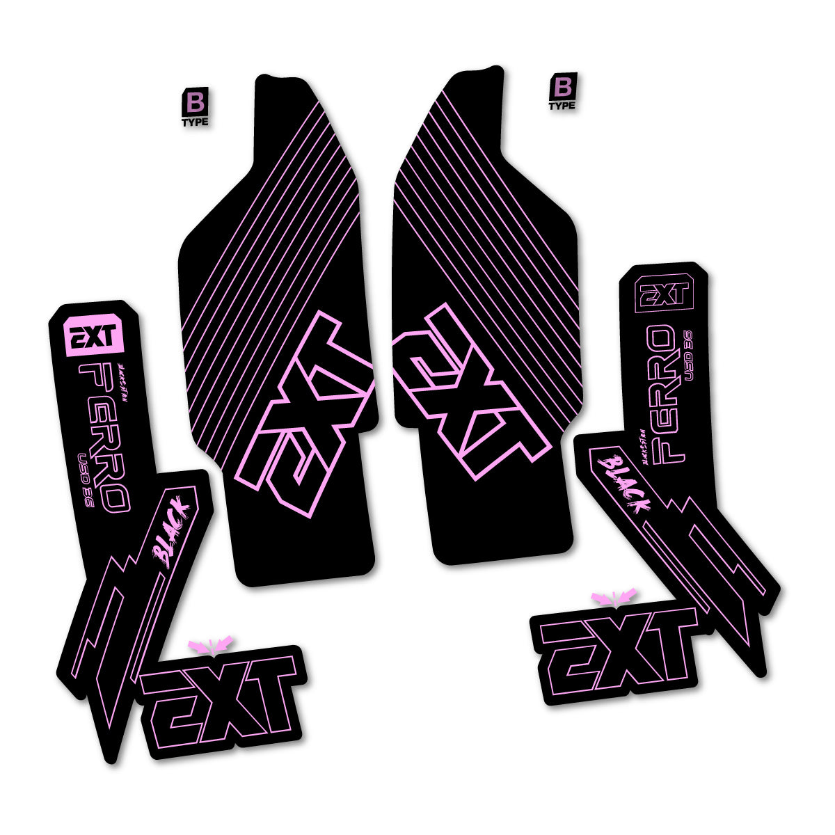 Compatible Stickers for EXT Ferro USD 36 Black Edition 2025-2026, Fork vinyl decals - Light Lilac