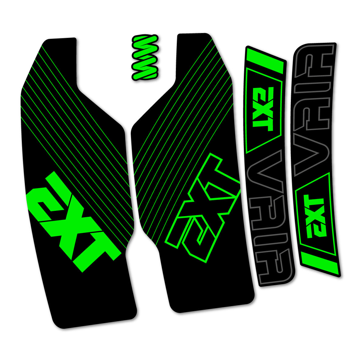 Compatible Stickers for EXT Vaia 2026, Fork vinyl decals - Neon Green