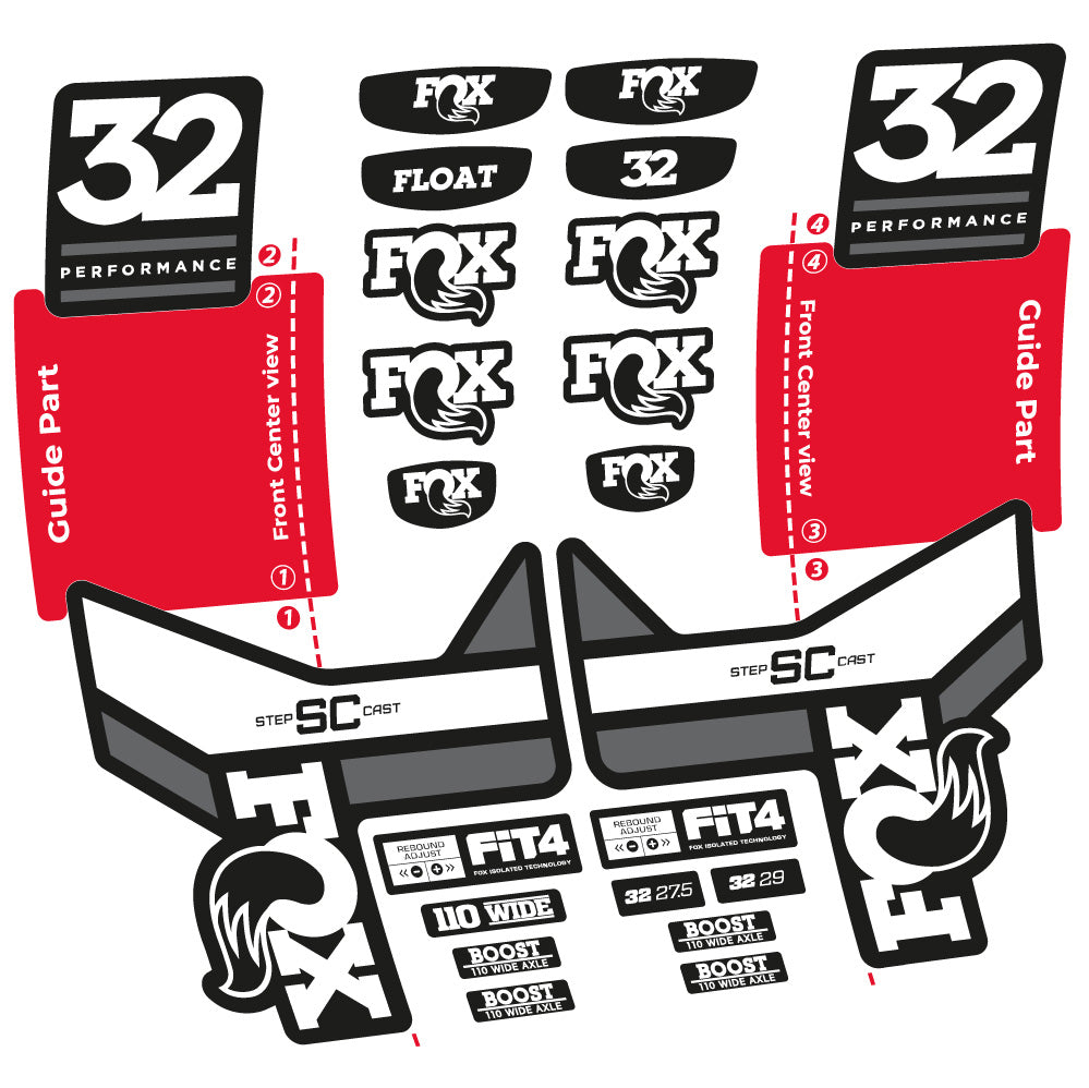Aufkleber Fox 32 SC Performance 2019, Gabel 29, Fahrradaufkleber Vinyl