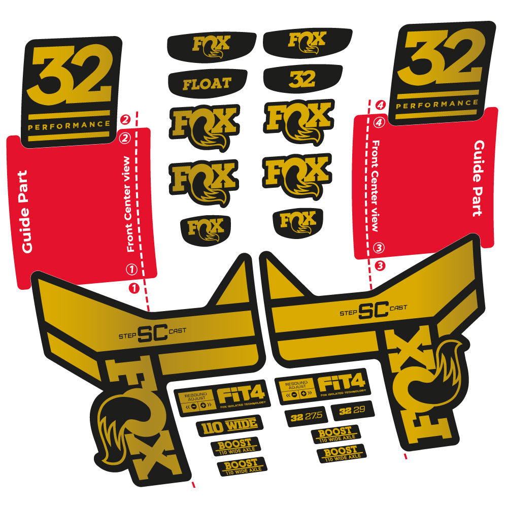 Aufkleber Fox 32 SC Performance 2019, Gabel 29, Fahrradaufkleber Vinyl