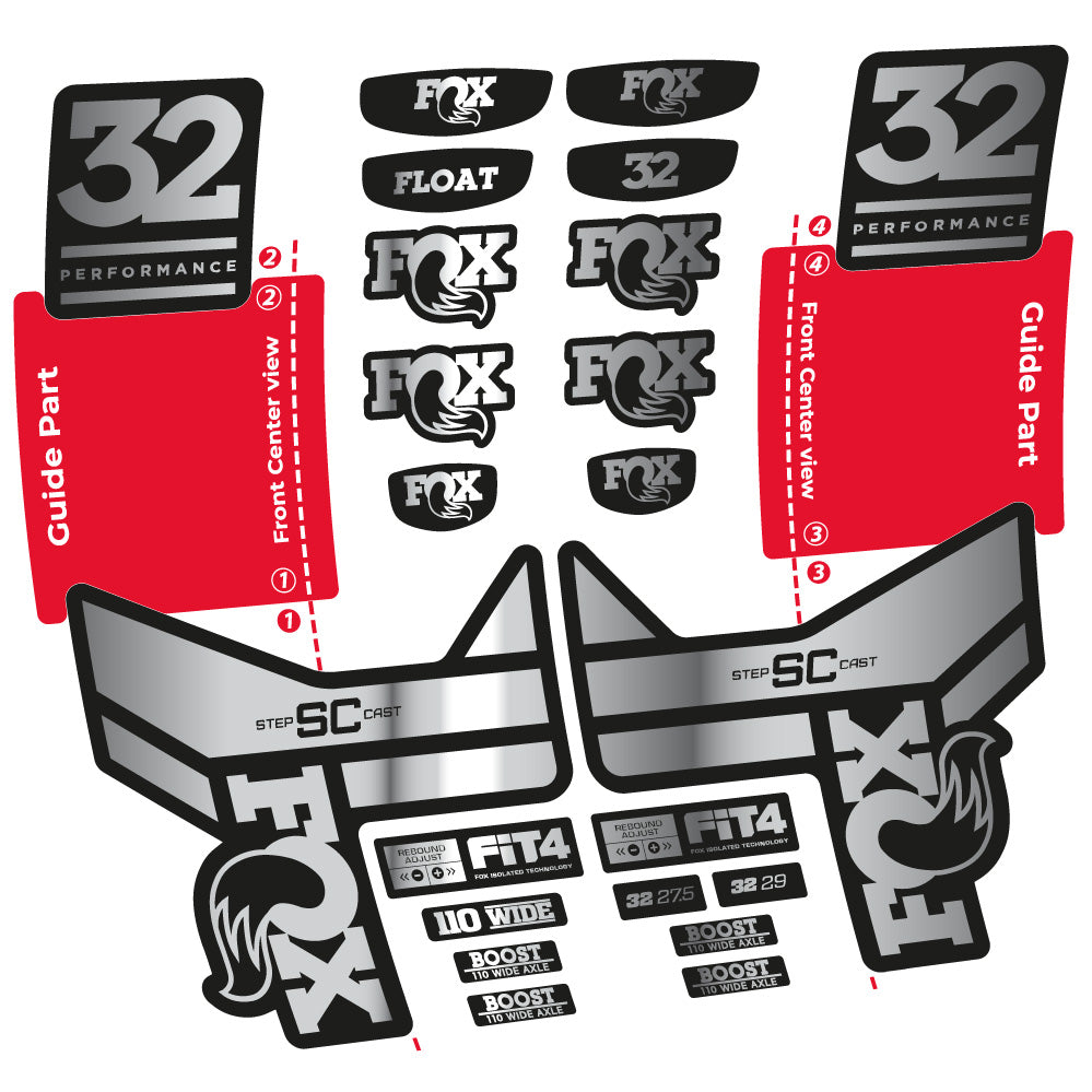 Aufkleber Fox 32 SC Performance 2019, Gabel 29, Fahrradaufkleber Vinyl