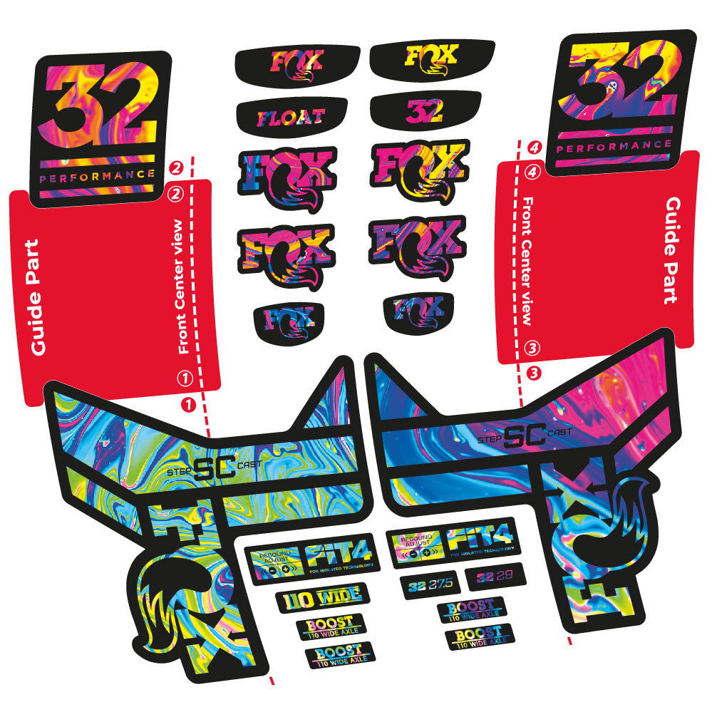 Aufkleber Fox 32 SC Performance 2019, Gabel 29, Fahrradaufkleber Vinyl