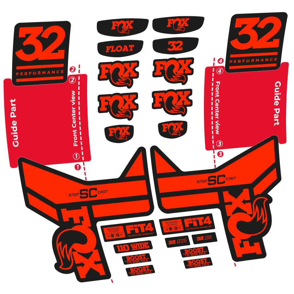 Aufkleber Fox 32 SC Performance 2019, Gabel 29, Fahrradaufkleber Vinyl