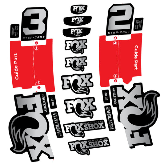 Chrome Silver decal for Fox 32 Step-Cast Factory 2 2025 fork 29" – bike sticker vinyl