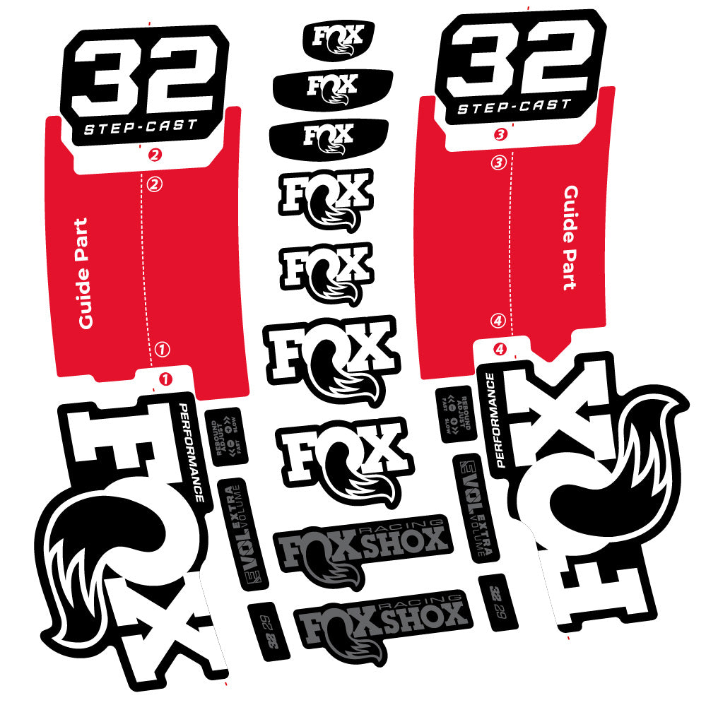 Aufkleber Fox 32 Step-Cast Performance 2025, Gabel 29, Fahrradaufkleber Vinyl