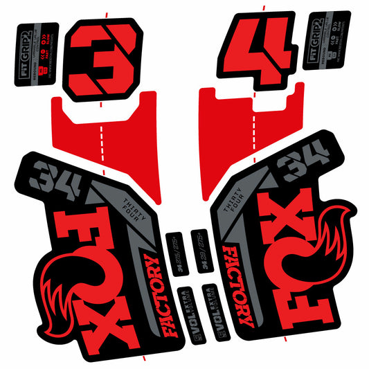 Red decal for Fox 34 Factory 2021 fork – bike sticker vinyl