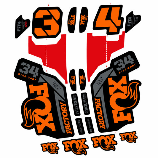 Orange decal for Fox 34 SC Factory 2021 fork 29" – bike sticker vinyl