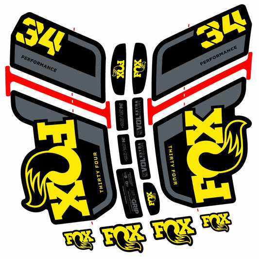 Yellow decal for Fox 34 Performance 2021 fork 29" – bike sticker vinyl