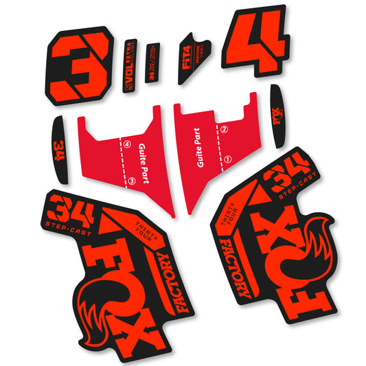 Neon Red decal for Fox 34 Factory Step Cast 2022 fork 29" – bike sticker vinyl