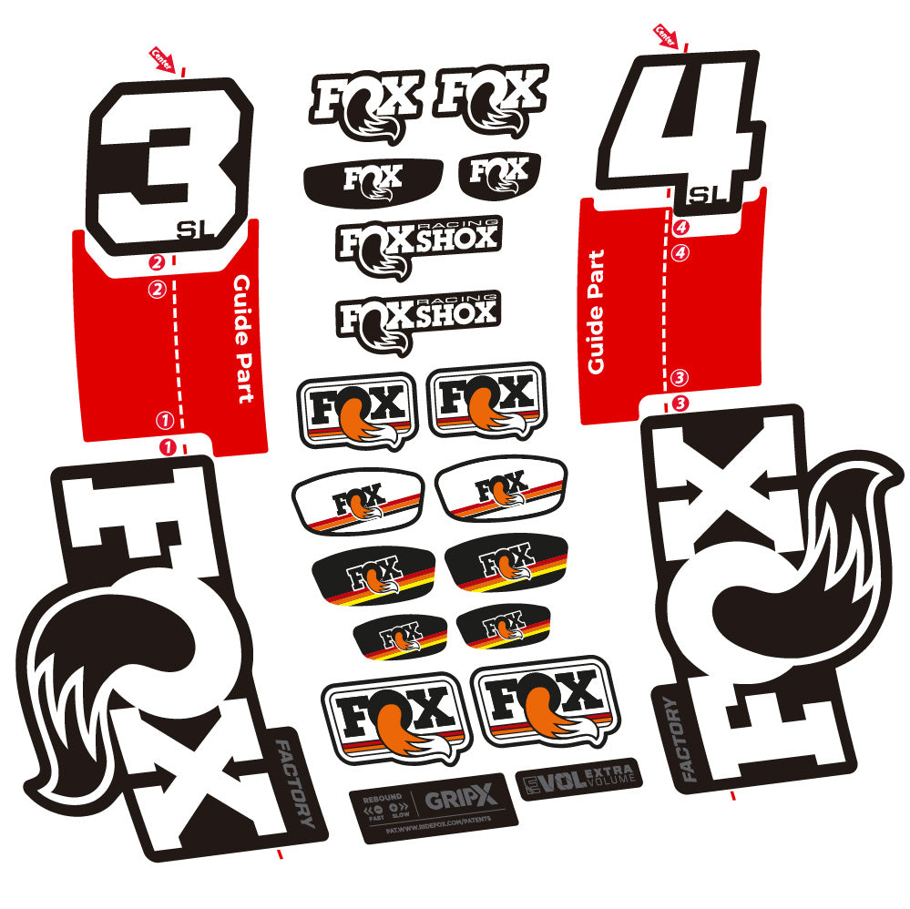 Aufkleber Fox 34 SL Factory, Gabel 29, Fahrradaufkleber Vinyl