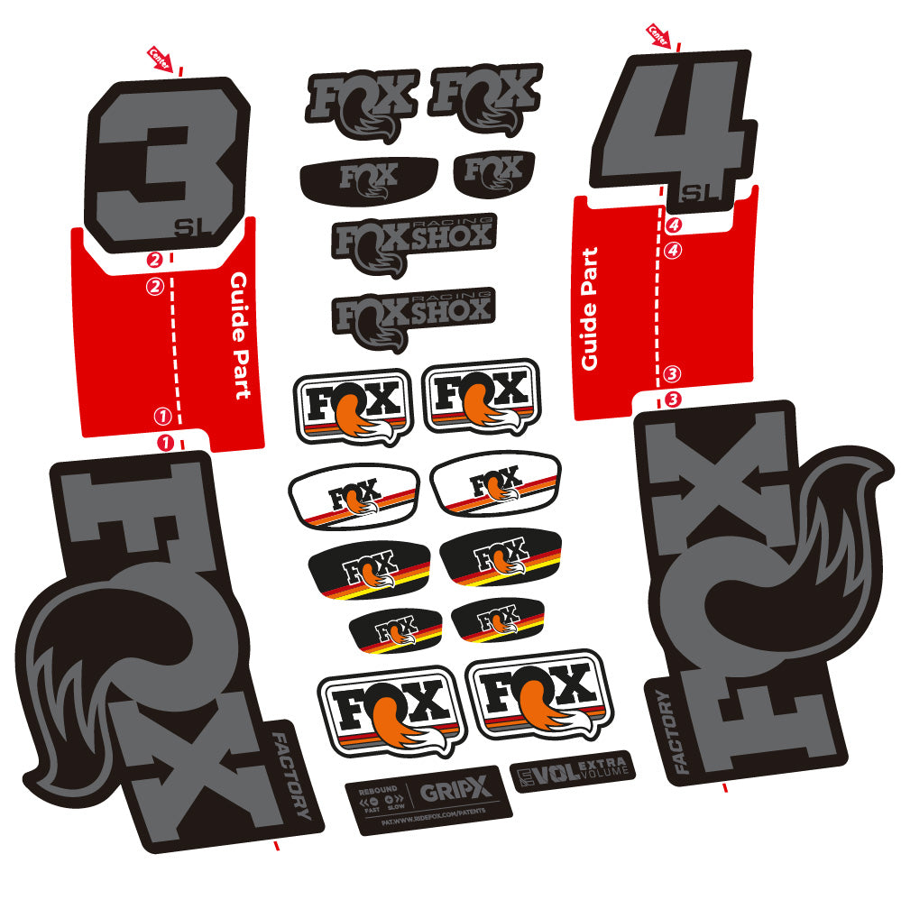 Aufkleber Fox 34 SL Factory, Gabel 29, Fahrradaufkleber Vinyl